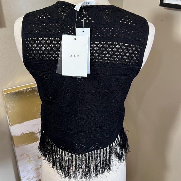 A.L.C. Tucker Fringe Pointelle Crochet Crop Tank - Picture 6 of 8